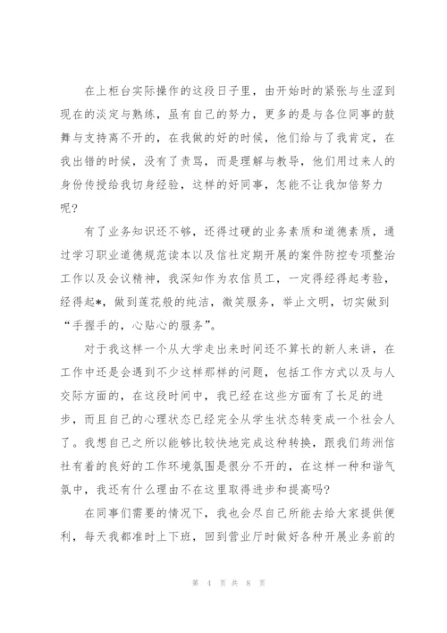 银行试用期转正工作总结三篇.docx