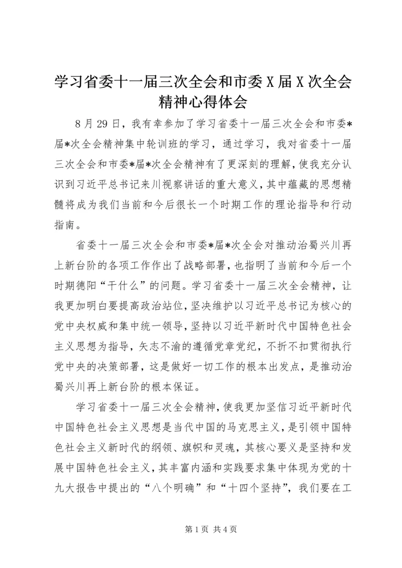 学习省委十一届三次全会和市委X届X次全会精神心得体会.docx