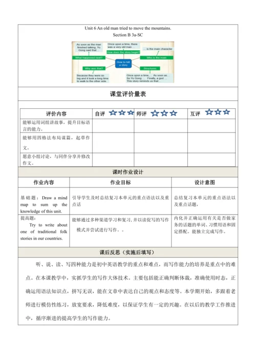 （新课标) Unit6 Section B  3a-Selfcheck 表格式教学设计（人教版八年级