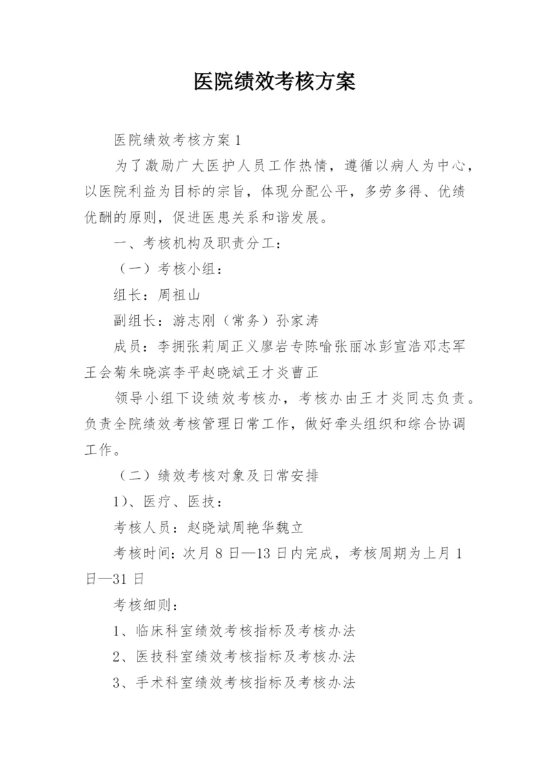 医院绩效考核方案.docx