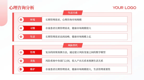 红色简约风PPT模板_心理咨询与健康生活PPT模板