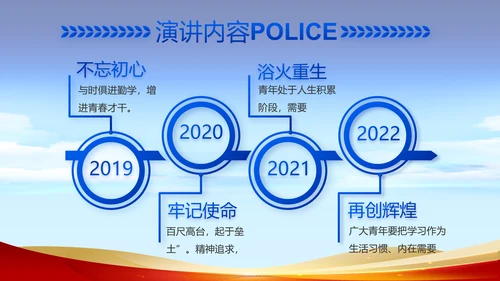蓝色大气为人民服务公安警察动态PPT