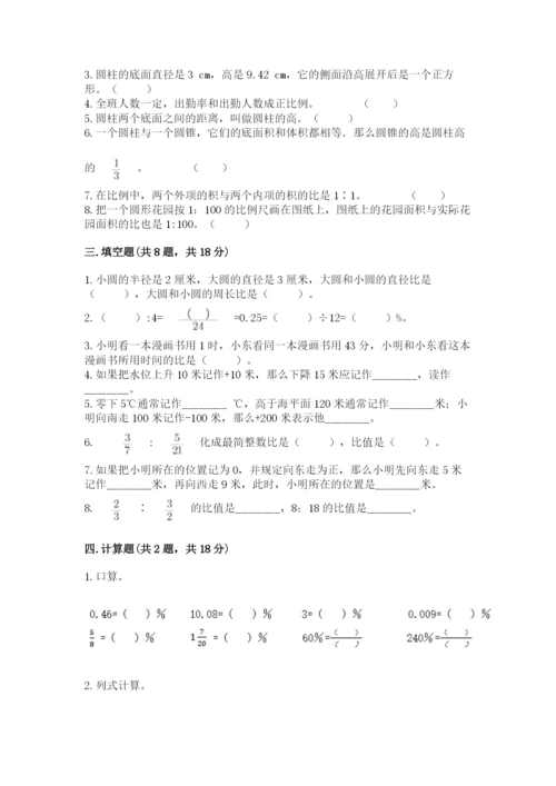 人教版六年级下册数学期末测试卷（精品）word版.docx