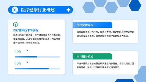 蓝绿色插画风医疗健康主题PPT模板