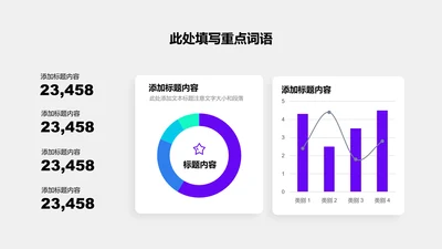 图表页-紫色商务风2项组合图环形图