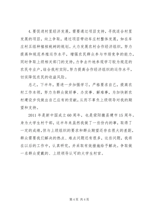 村主任助理上半年工作总结及下半年工作计划计划.docx