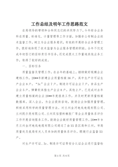 工作总结及明年工作思路范文.docx