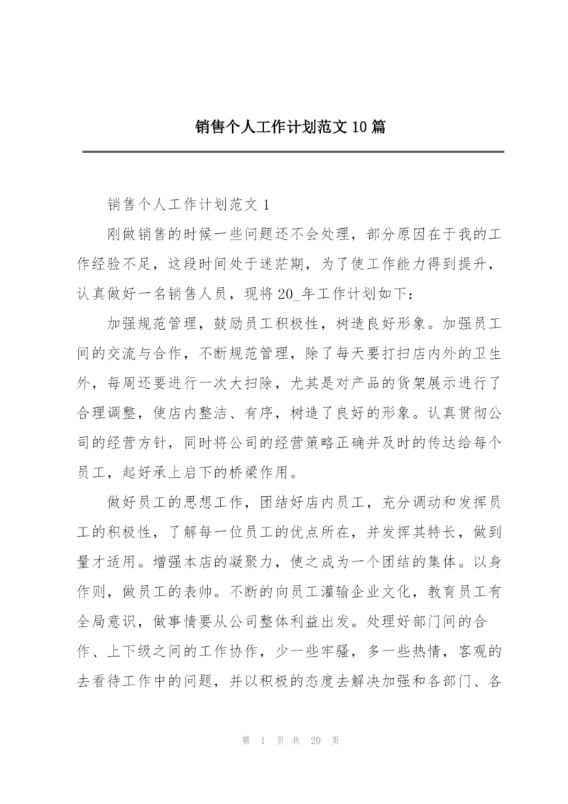 销售个人工作计划范文10篇.docx