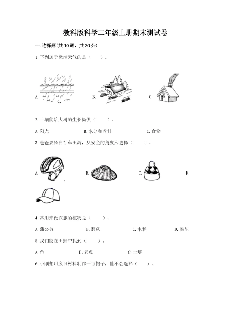 教科版科学二年级上册期末测试卷含答案【培优a卷】.docx