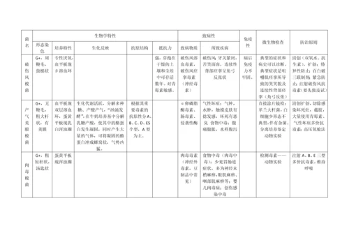 微生物细菌总结表格.docx
