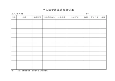 个人防护用品进货验证单.docx