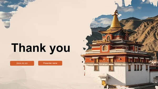 橙色摄影风西藏旅行攻略PPT主题