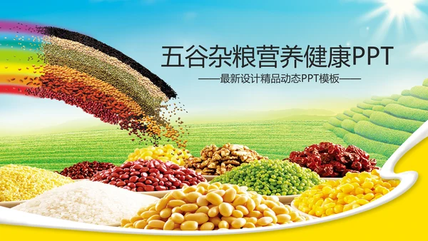 粮食五谷杂粮食品健康营养讲座PPT模板