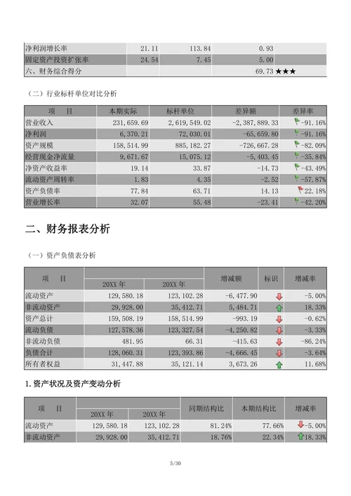 企业年度财务分析报告模板