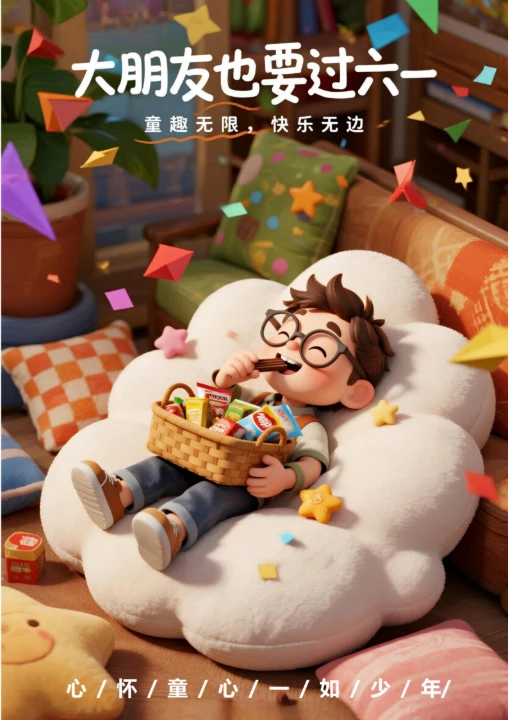 六一儿童节祝福大朋友海报1