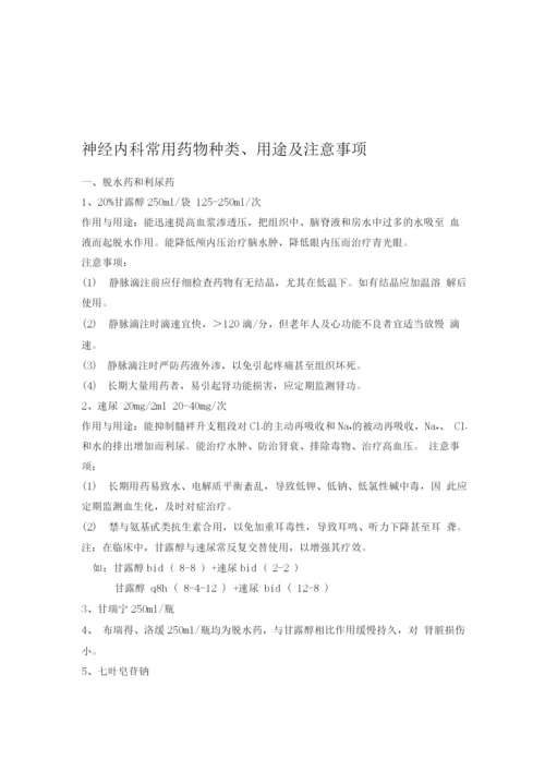 神经内科常用药及注意事项.docx