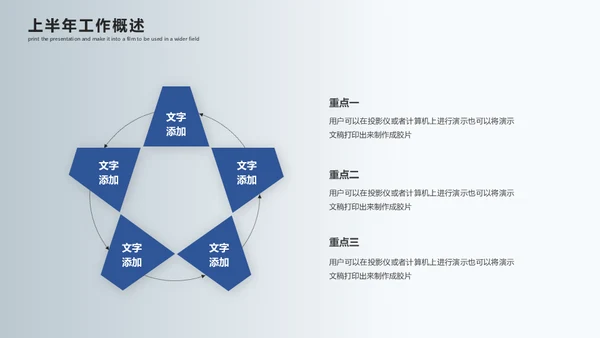 银白色层次质感上半年工作总结通用PPT模板