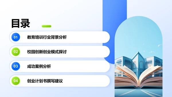 蓝色商务风校园创新创业案例分享PPT模板