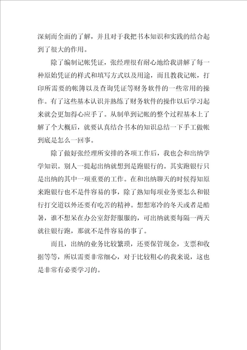 会计电算化专业大学生实习报告范文