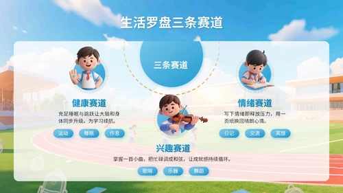蓝色3D立体风三年二班开学主题班会PPT模版