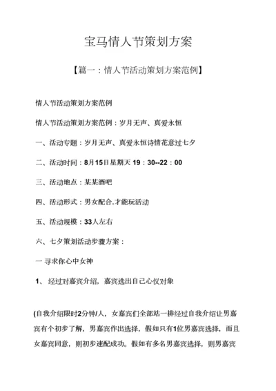 宝马情人节专业策划专项方案.docx