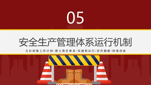 红色插画风简约商务企业安全生产管理体系建设PPT模板管理制度