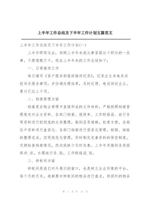 上半年工作总结及下半年工作计划五篇范文.docx