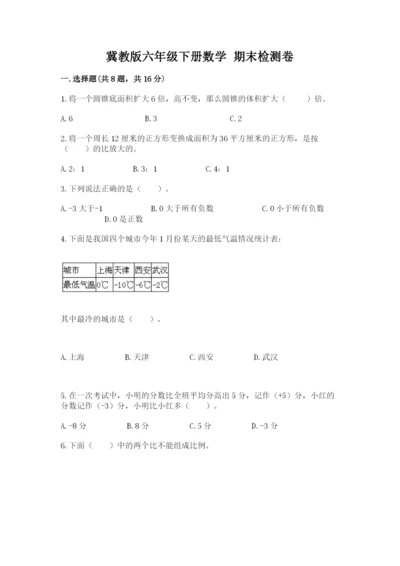 冀教版六年级下册数学 期末检测卷附答案（预热题）.docx