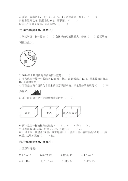 2022五年级上册数学期末测试卷（网校专用）word版.docx