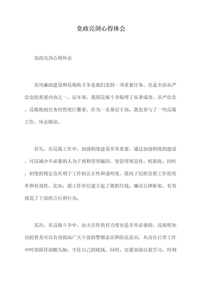 党政亮剑心得体会