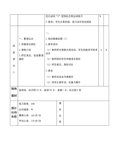 篮球《体前变向运球技术》教学设计