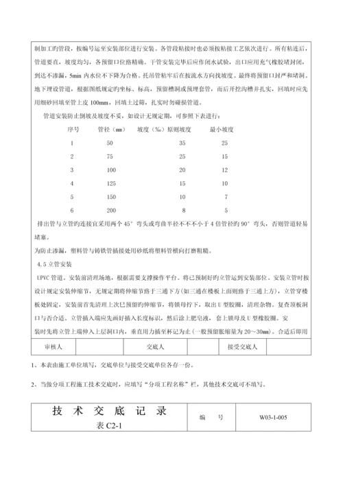 室内排水管施工技术交底.docx