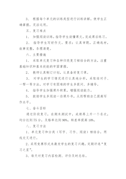 小学四年级下册语文复习计划.docx