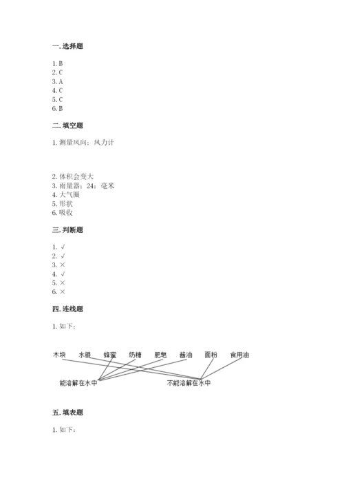 教科版小学三年级上册科学期末测试卷（综合题）.docx