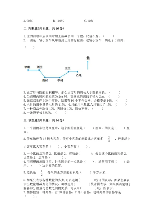 人教版小学六年级上册数学期末测试卷精品（黄金题型）.docx