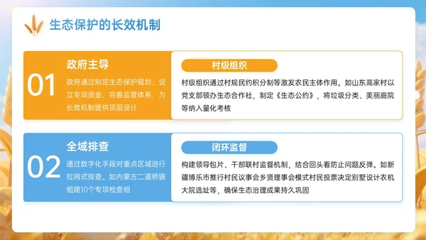 蓝黄色3D关于共谱乡村发展壮阔宏篇PPT模板