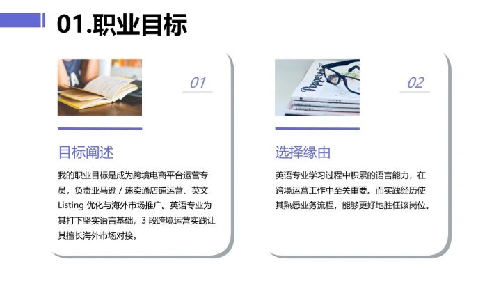 黄紫简约英语专业大学生求职综合展示职业生涯规划通用PPT