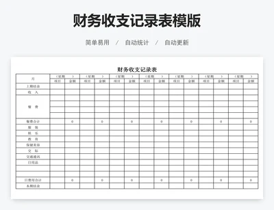 财务收支记录表模版