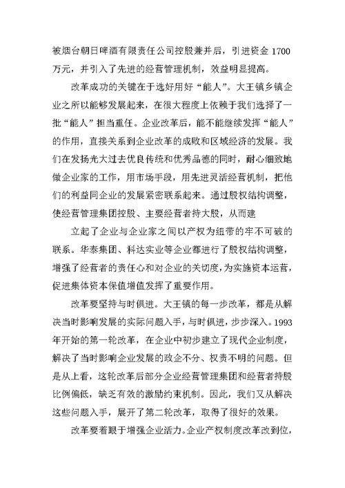 XX镇政府促进乡镇企业快速健康发展情况汇报