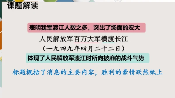 第1课  消息二则  《人民解放军百万大军横渡长江》课件(共24张PPT)