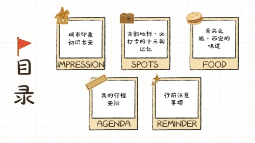 黄色手账卡通风西安旅游攻略