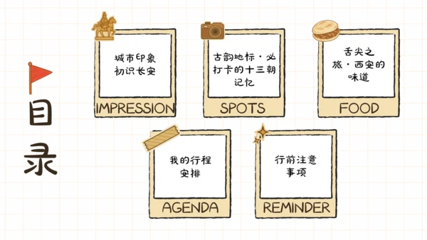 黄色手账卡通风西安旅游攻略