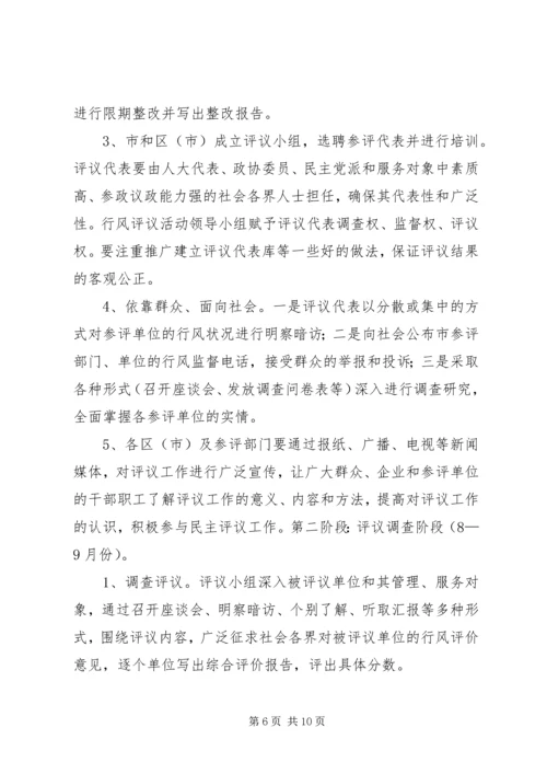 全市民主评议行风优化经济环境活动实施方案.docx