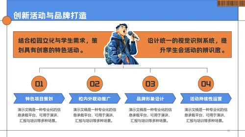 蓝色趣味风大学生学生会竞选PPT模板