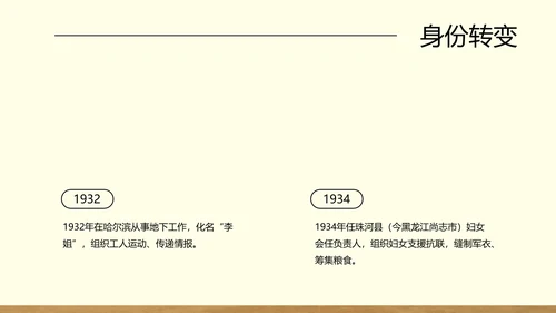 棕色中式复古做旧风格人物介绍赵一曼