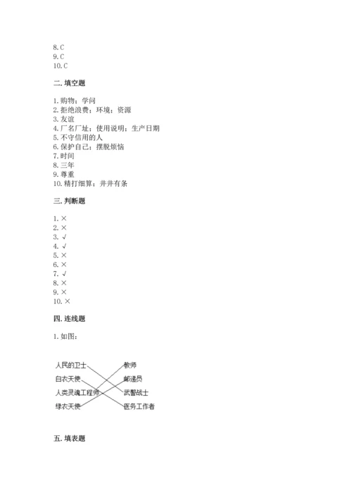 部编版四年级下册道德与法治 期末测试卷附答案（夺分金卷）.docx