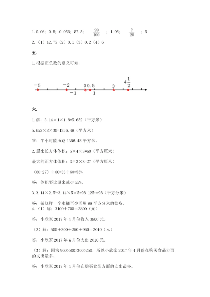 小学数学六年级下册竞赛试题【实用】.docx