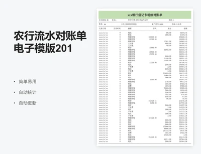 农行流水对账单电子模版2014