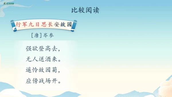 七年级上册第三单元课外古诗词诵读《行军九日思长安故园》《夜上受降城闻笛》第2课时课件（35张PPT）