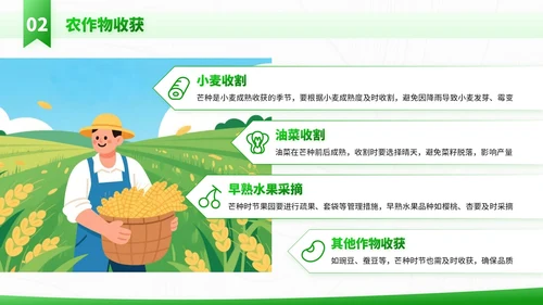 绿色插画风走进芒种节气知识与教学应用PPT模板